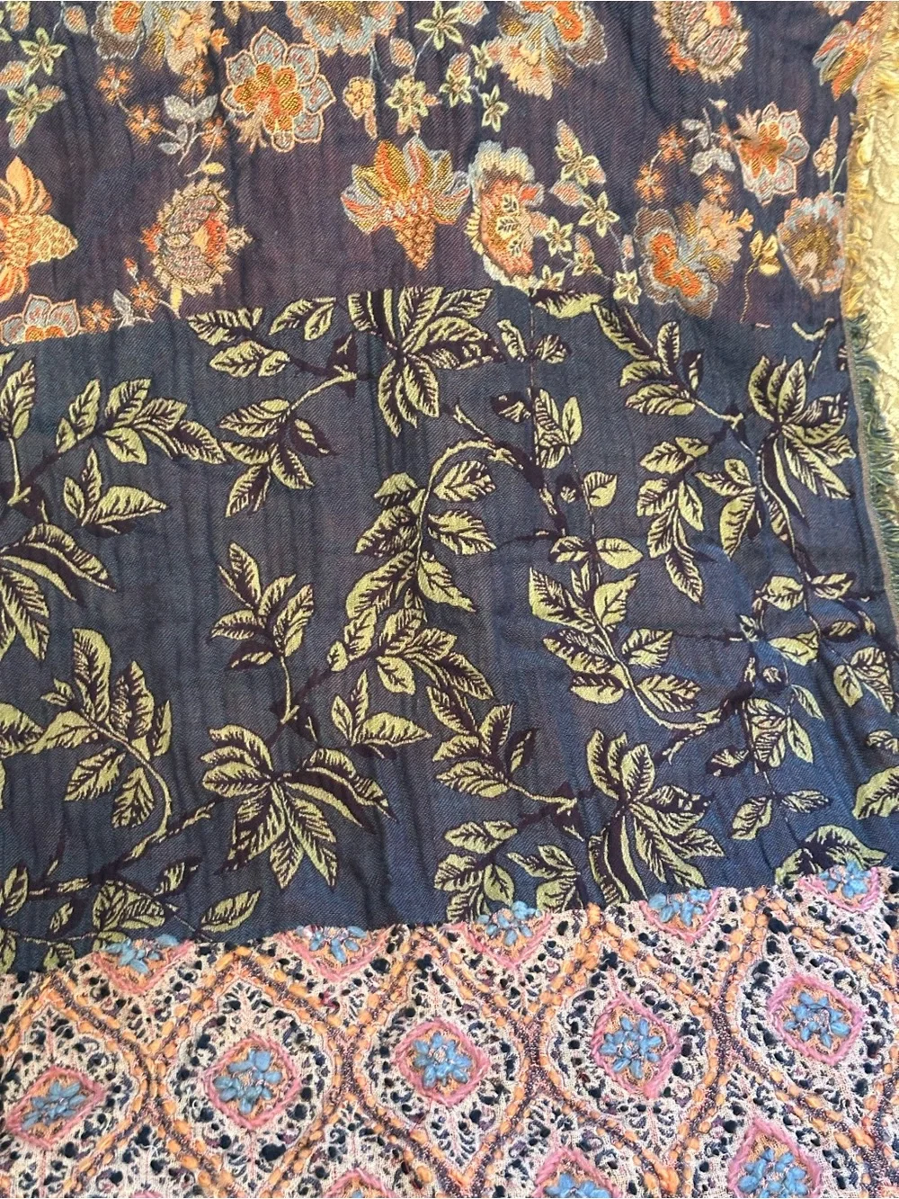 J. Jill Floral Fringe Scarf in multi colored Embroidered 100% woven cotton NWT